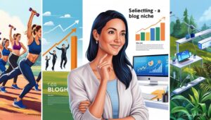 An illustration of a person selecting a blog niche