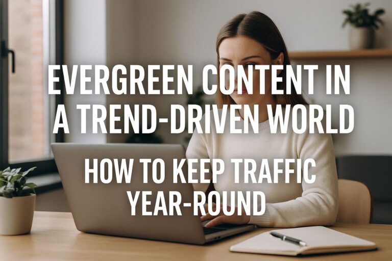 Featured blog header image showing evergreen vs trending content strategy